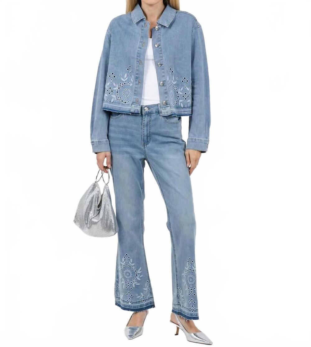 NEW OUI embroidered denim jacket in blue